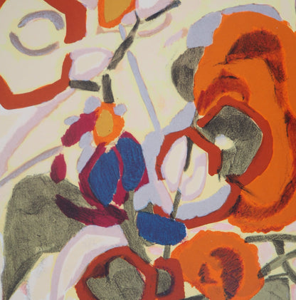 Gabriel GODARD : Nature morte aux coquelicots - Lithographie originale signée