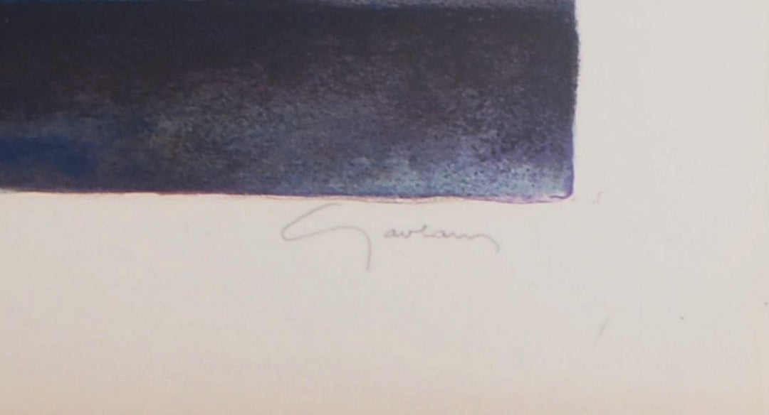 Claude GAVEAU : Nature morte au vase bleu - Lithographie originale signée