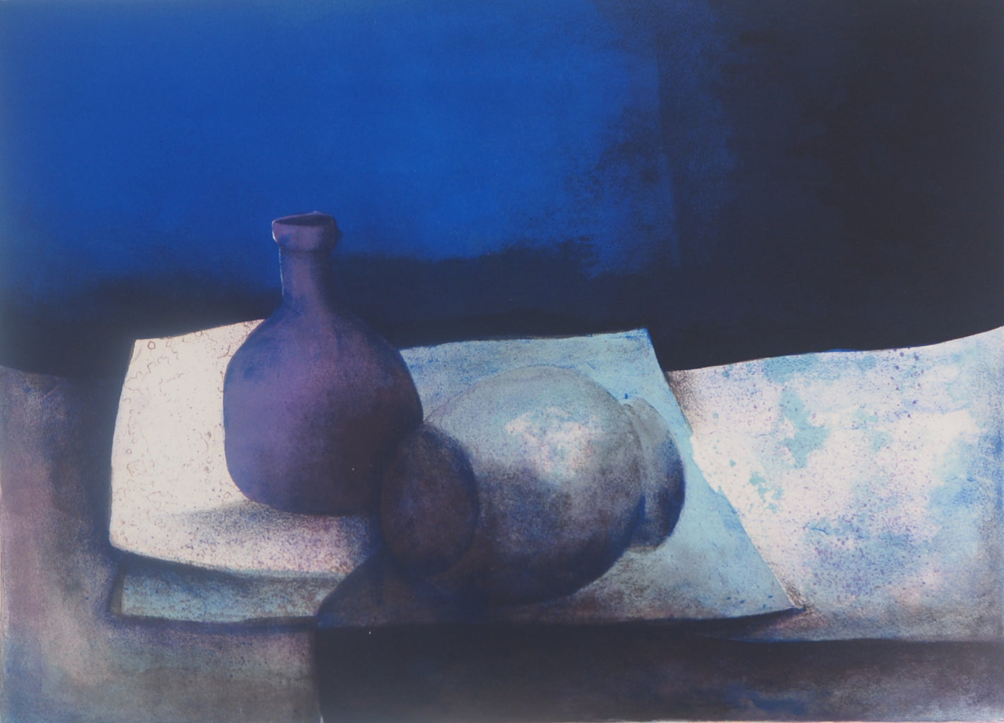 Claude GAVEAU : Nature morte au vase bleu - Lithographie originale signée