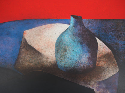 Claude GAVEAU : Nature morte au vase - Lithographie originale signée