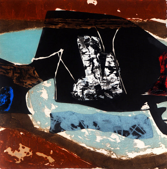 LIONEL : Composition abstraite - Gravure originale en couleurs