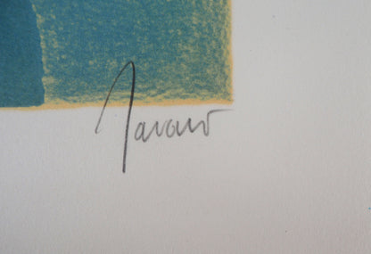 Albert ZAVARO : Le bouquet à la fenêtre - Lithographie originale signée