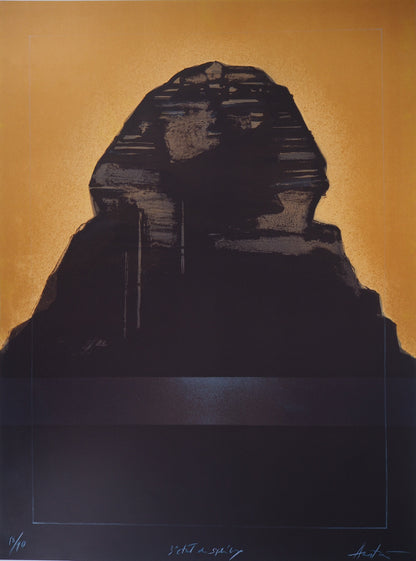 Claude HASTAIRE : Egypte, le Sphinx jaune - Lithographie originale signée 3e état