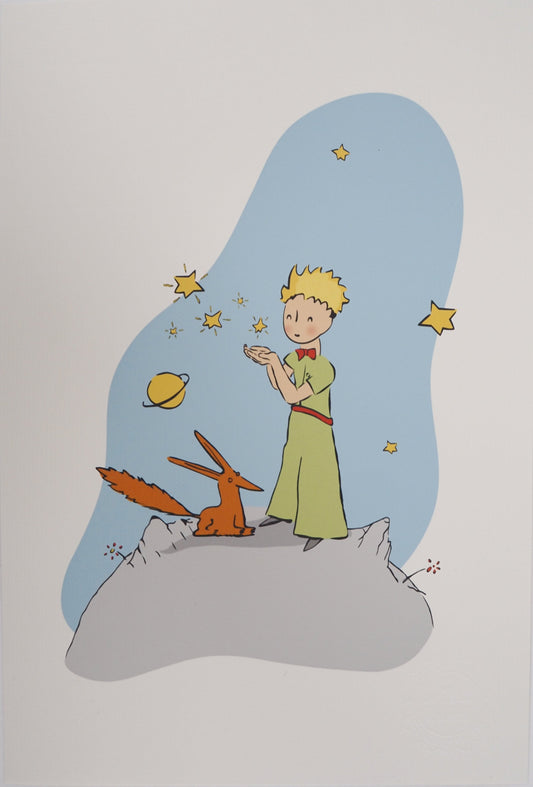 Antoine DE SAINT EXUPERY : Le Petit Prince, le renard et les étoiles - Lithographie