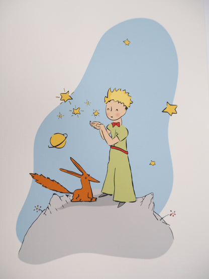 Antoine DE SAINT EXUPERY : Le Petit Prince, le renard et les étoiles - Lithographie