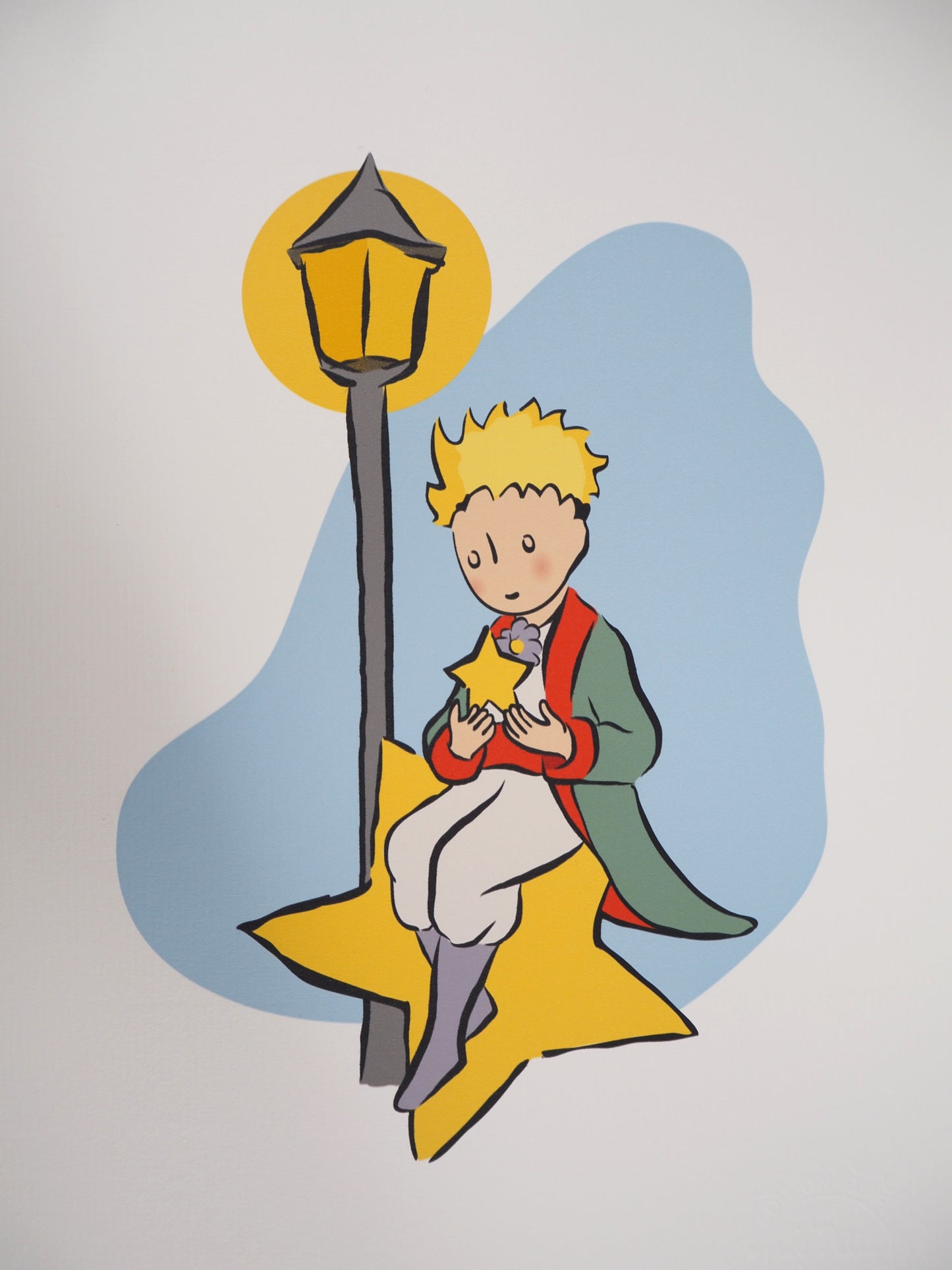 Antoine DE SAINT EXUPERY : Le Petit Prince et l'étoile lumineuse - Lithographie