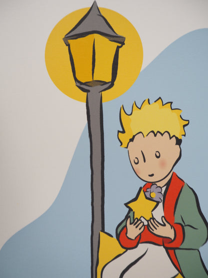 Antoine DE SAINT EXUPERY : Le Petit Prince et l'étoile lumineuse - Lithographie