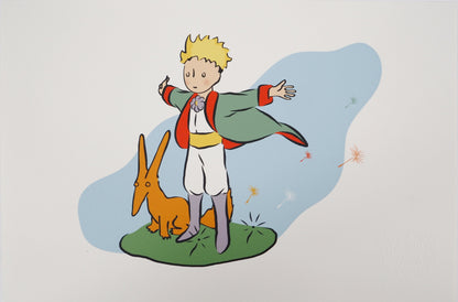 Antoine DE SAINT EXUPERY : Le Petit Prince et le renard - Lithographie