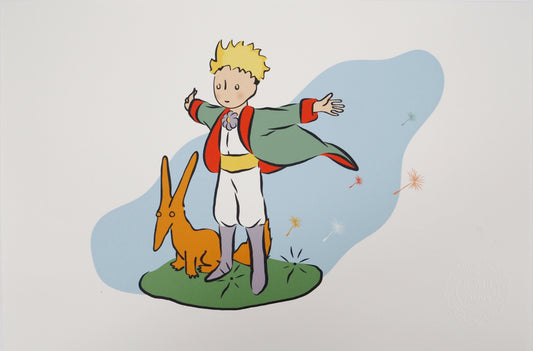 Antoine DE SAINT EXUPERY : Le Petit Prince et le renard - Lithographie