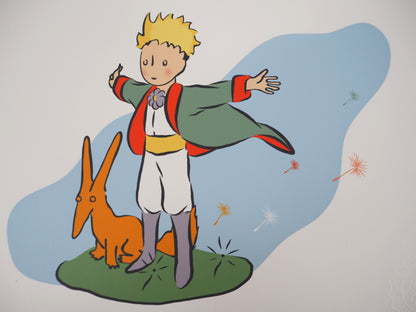 Antoine DE SAINT EXUPERY : Le Petit Prince et le renard - Lithographie