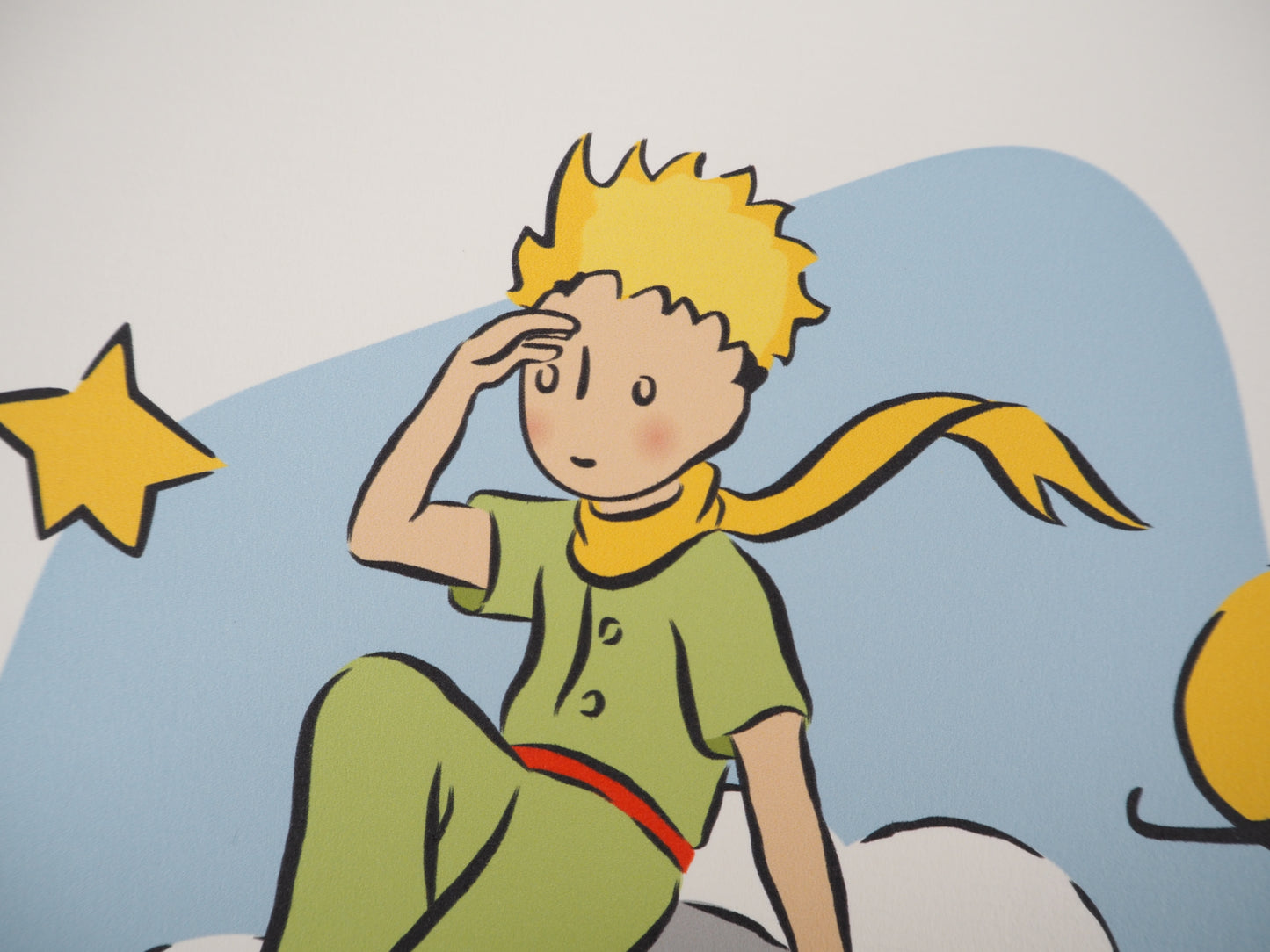 Antoine DE SAINT EXUPERY : Le Petit Prince observe depuis son astéroïde - Lithographie