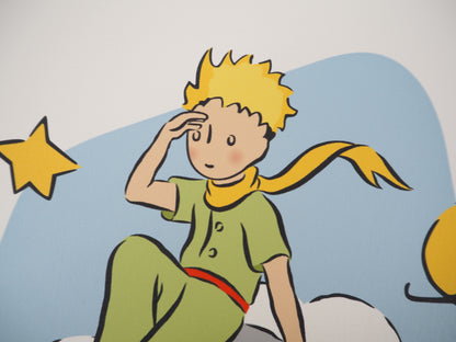 Antoine DE SAINT EXUPERY : Le Petit Prince observe depuis son astéroïde - Lithographie