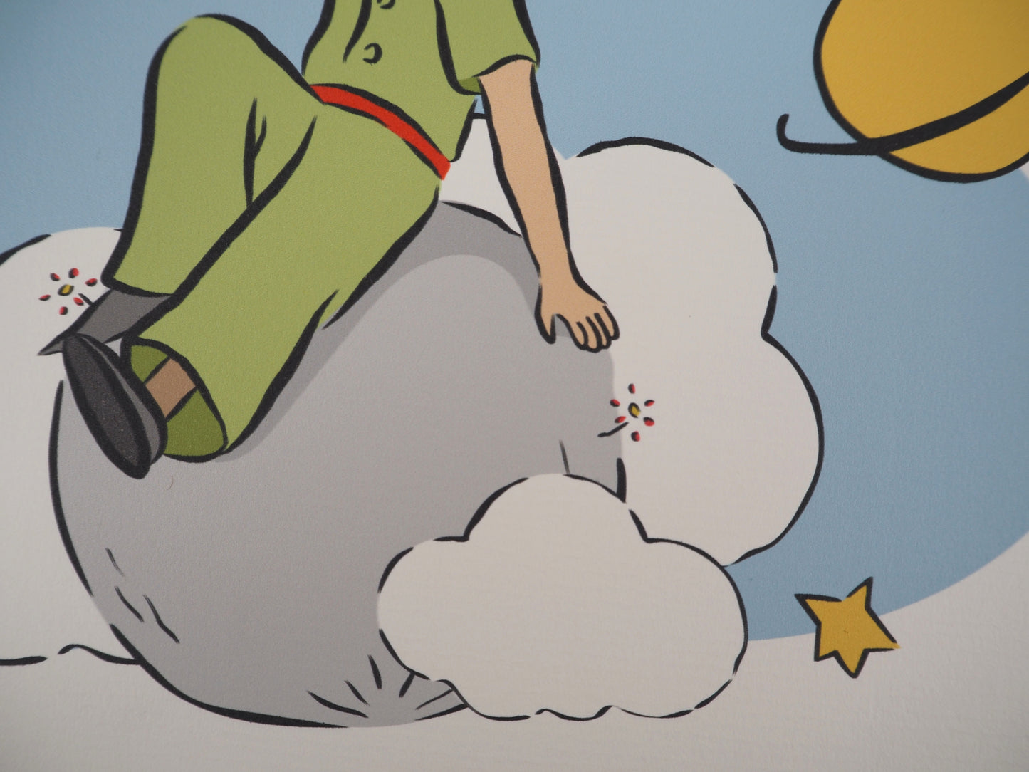 Antoine DE SAINT EXUPERY : Le Petit Prince observe depuis son astéroïde - Lithographie