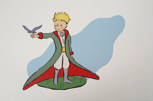 Antoine DE SAINT EXUPERY : Le Petit Prince et l'oiseau - Lithographie