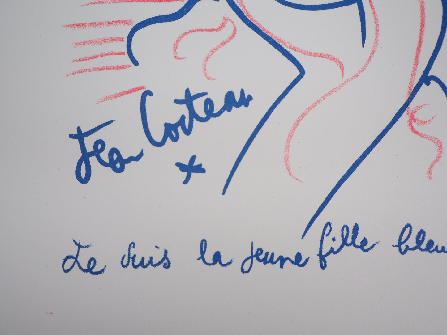 Jean COCTEAU : Jeune fille bleue - Lithographie signée