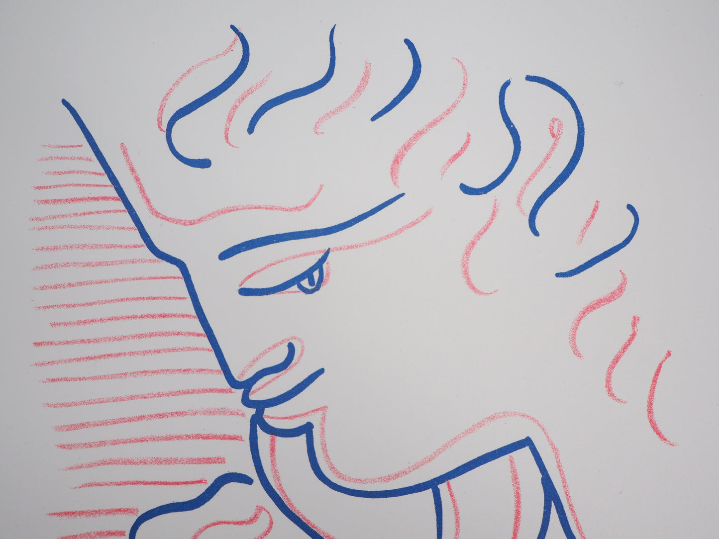 Jean COCTEAU : Jeune fille bleue - Lithographie signée