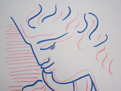 Jean COCTEAU : Jeune fille bleue - Lithographie signée