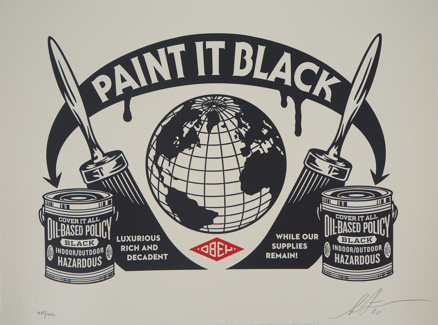 Shepard FAIREY (OBEY) : Paint it Black - Letterpress originale signée