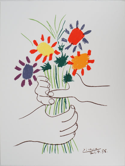 Pablo PICASSO : Le bouquet de la Paix - Lithographie signée