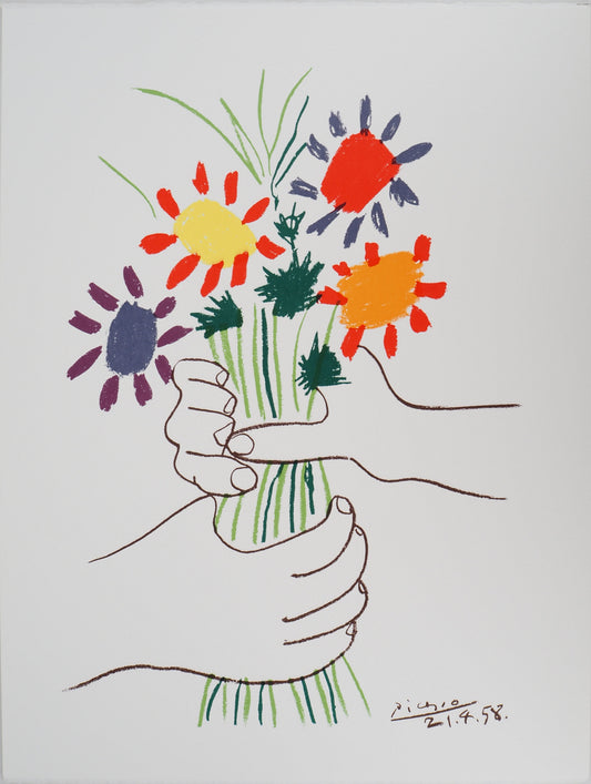 Pablo PICASSO : Le bouquet de la Paix - Lithographie signée