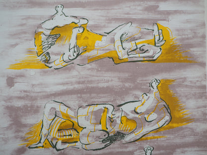 Henry MOORE : Trois figures allongées - Lithographie originale