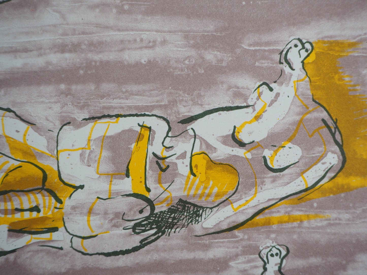 Henry MOORE : Trois figures allongées - Lithographie originale