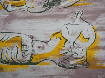 Henry MOORE : Trois figures allongées - Lithographie originale