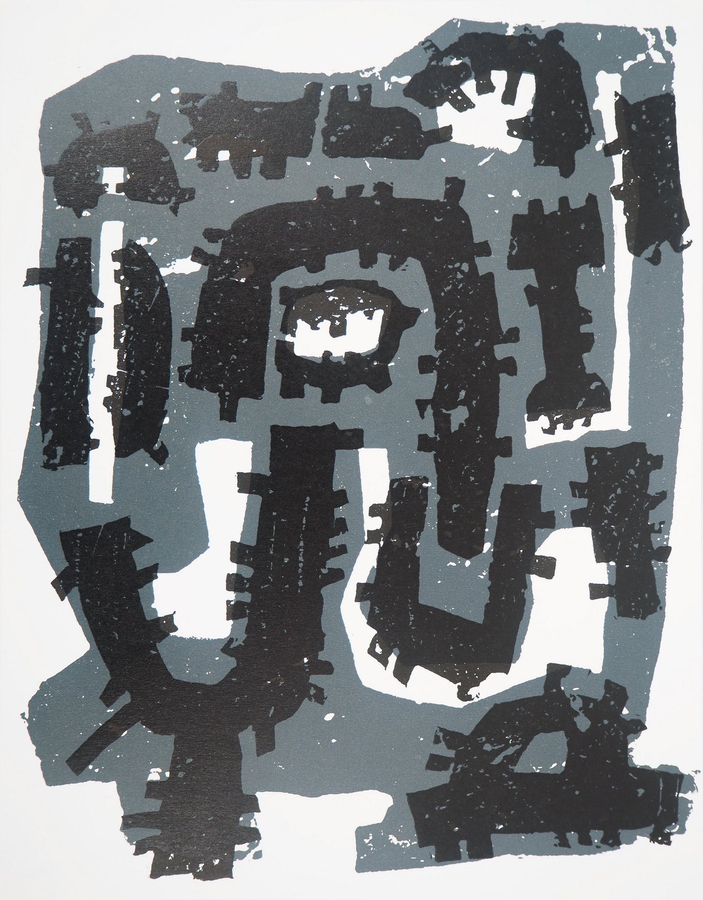 Raoul UBAC : Composition - Bois gravé original