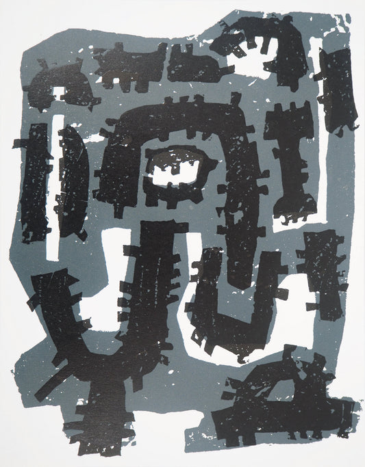 Raoul UBAC : Composition - Bois gravé original
