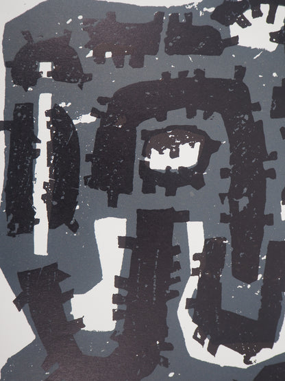 Raoul UBAC : Composition - Bois gravé original