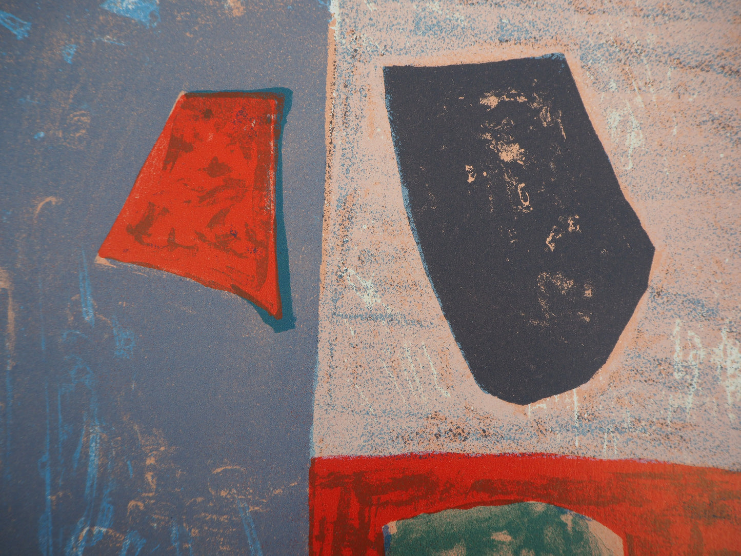 Serge POLIAKOFF : Composition rose et rouge - Lithographie originale