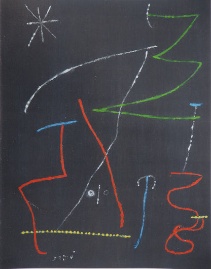 Joan MIRO : Oiseau dans la nuit - Pochoir original signé