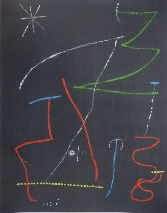 Joan MIRO : Oiseau dans la nuit - Pochoir original signé