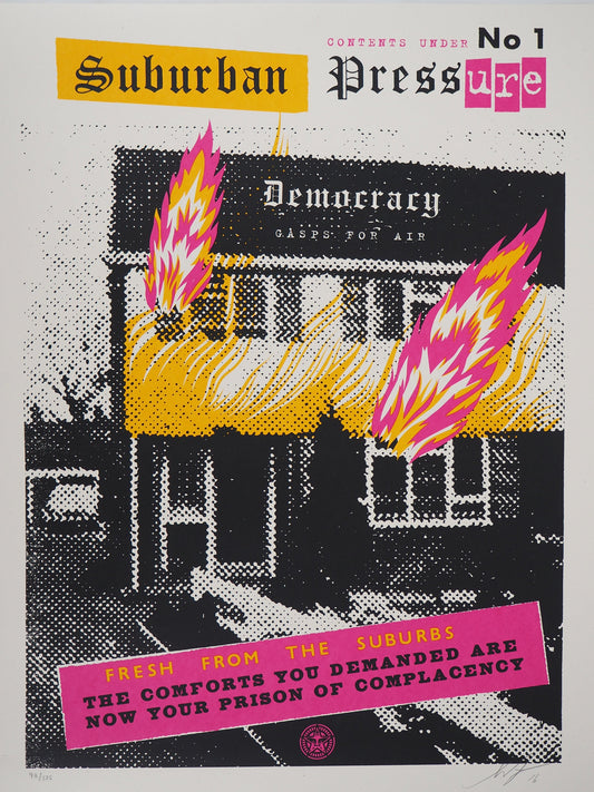 Shepard FAIREY (OBEY) : Suburbain Pressure - Lithographie originale signée
