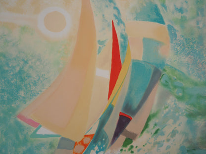 Daniel GELIS : Bateau en haute mer - Lithographie originale signée