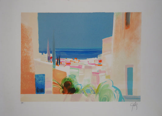 Daniel GELIS : Paysage méditerranéen - Lithographie originale signée