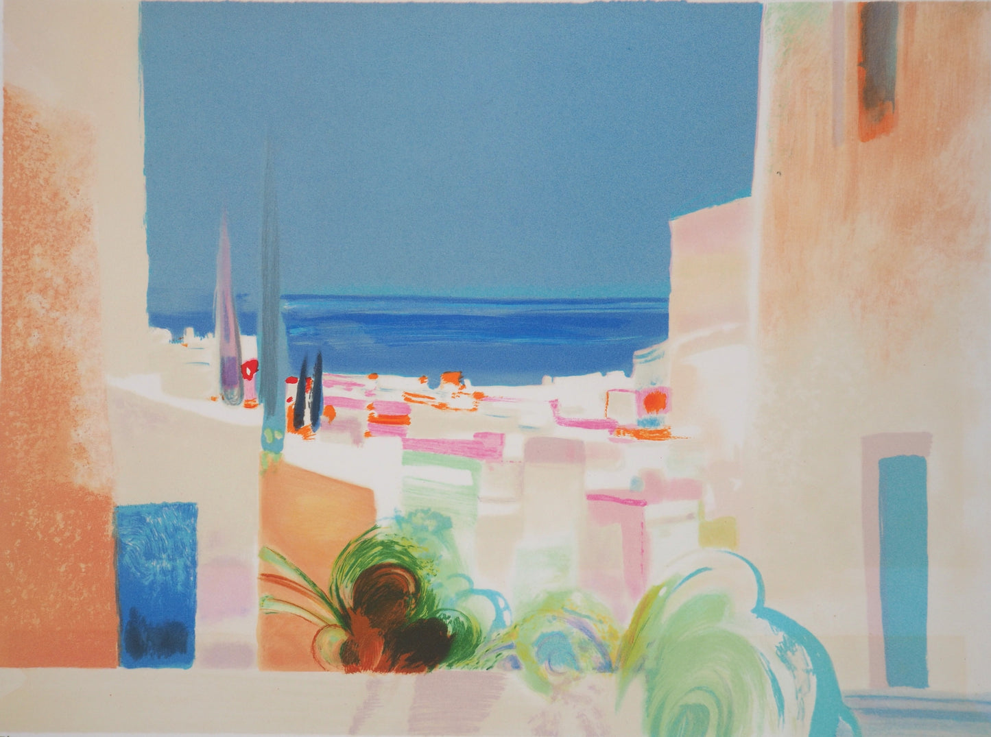 Daniel GELIS : Paysage méditerranéen - Lithographie originale signée