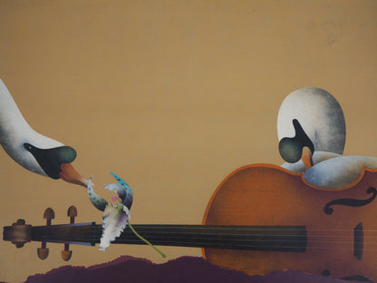 Jean Paul DONADINI : Cygnes en harmonie - Lithographie Originale Signée