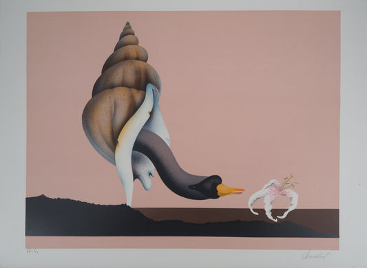 Jean Paul DONADINI : Le cygne et l'orchidée - Lithographie Originale Signée