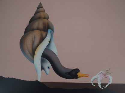 Jean Paul DONADINI : Le cygne et l'orchidée - Lithographie Originale Signée