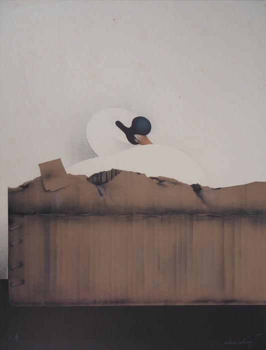 Jean Paul DONADINI : Le cygne au repos - Lithographie Originale Signée