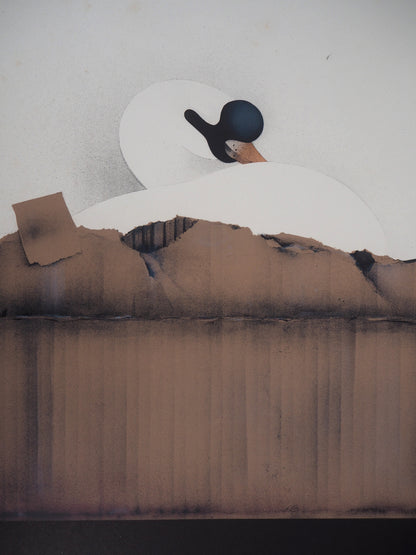 Jean Paul DONADINI : Le cygne au repos - Lithographie Originale Signée
