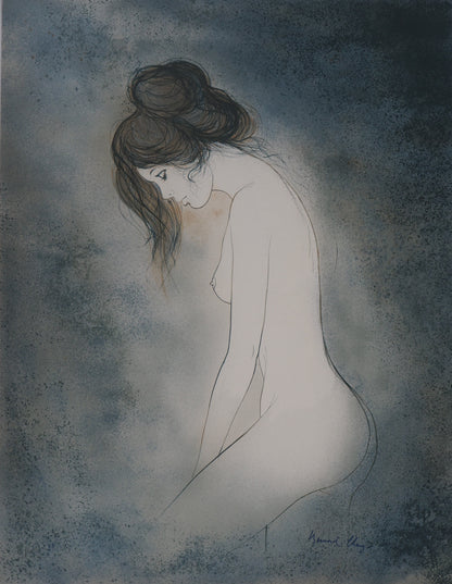 Bernard CHAROY : Dominique sur fond bleu - Lithographie originale signée