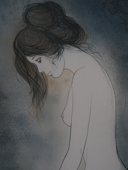 Bernard CHAROY : Dominique sur fond bleu - Lithographie originale signée