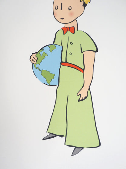 Antoine DE SAINT-EXUPERY: The Little Prince and the Globe - Lithograph