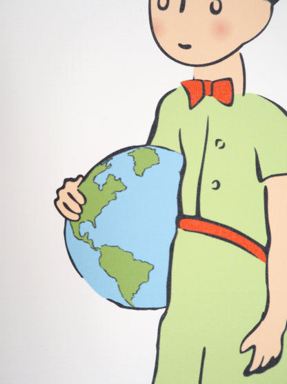 Antoine DE SAINT-EXUPERY: The Little Prince and the Globe - Lithograph