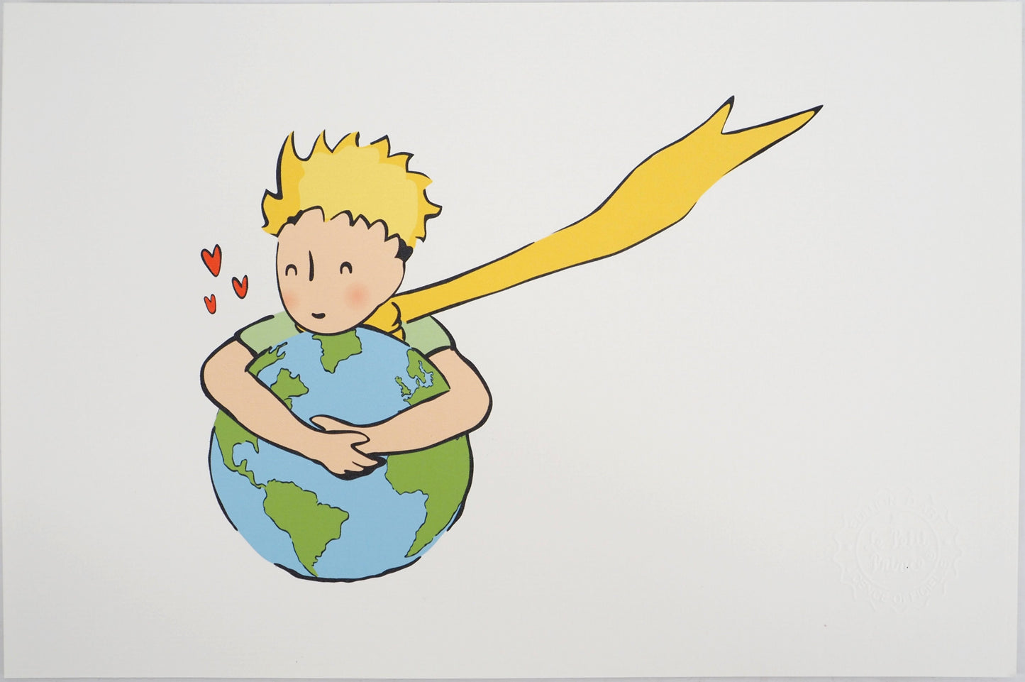 Antoine DE SAINT EXUPERY : Le Petit Prince embrasse la Terre - Lithographie