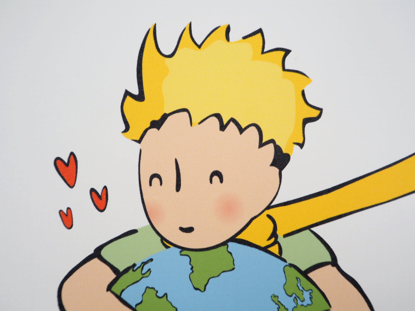 Antoine DE SAINT EXUPERY : Le Petit Prince embrasse la Terre - Lithographie