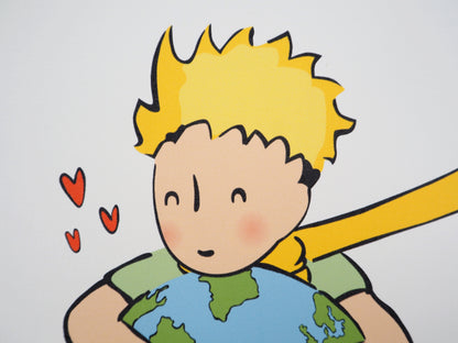 Antoine DE SAINT EXUPERY : Le Petit Prince embrasse la Terre - Lithographie