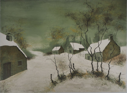 Bernard CHAROY : Paysage enneigé - Lithographie originale signée